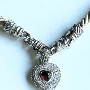 Judith Ripka sterling silver agate pendant rope necklace